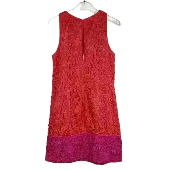 Phoebe Couture Women's Coral/Pink Lace Midi SIZE-10 - Picture 2 of 6